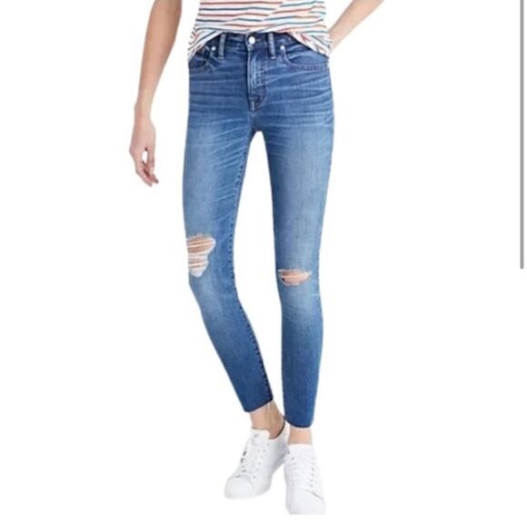 Madewell 9” High-Rise Skinny Jeans Distressed Destroyed women’s size 26 - Picture 1 of 12
